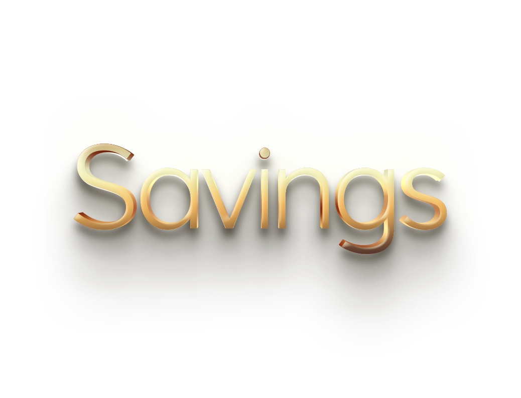 WORD SAVINGS gold 3D text effects art typography PNG images free